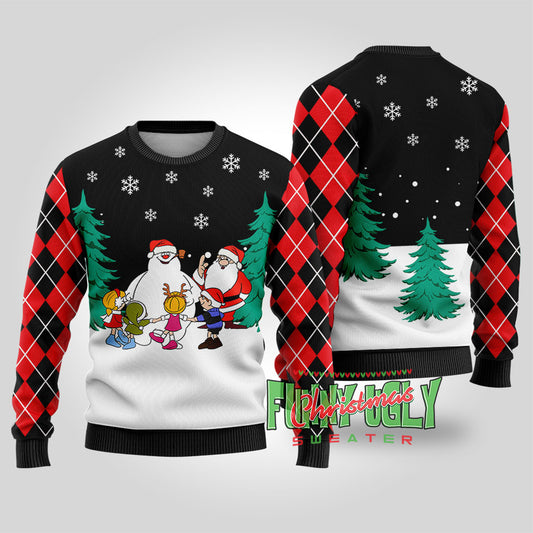 Frosty The Snowman Funny Christmas Sweater Black