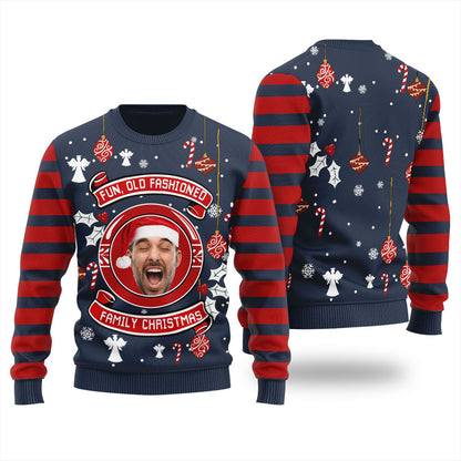 Fun Old Fashioned Family Christmas Custom Men's Ugly Sweater