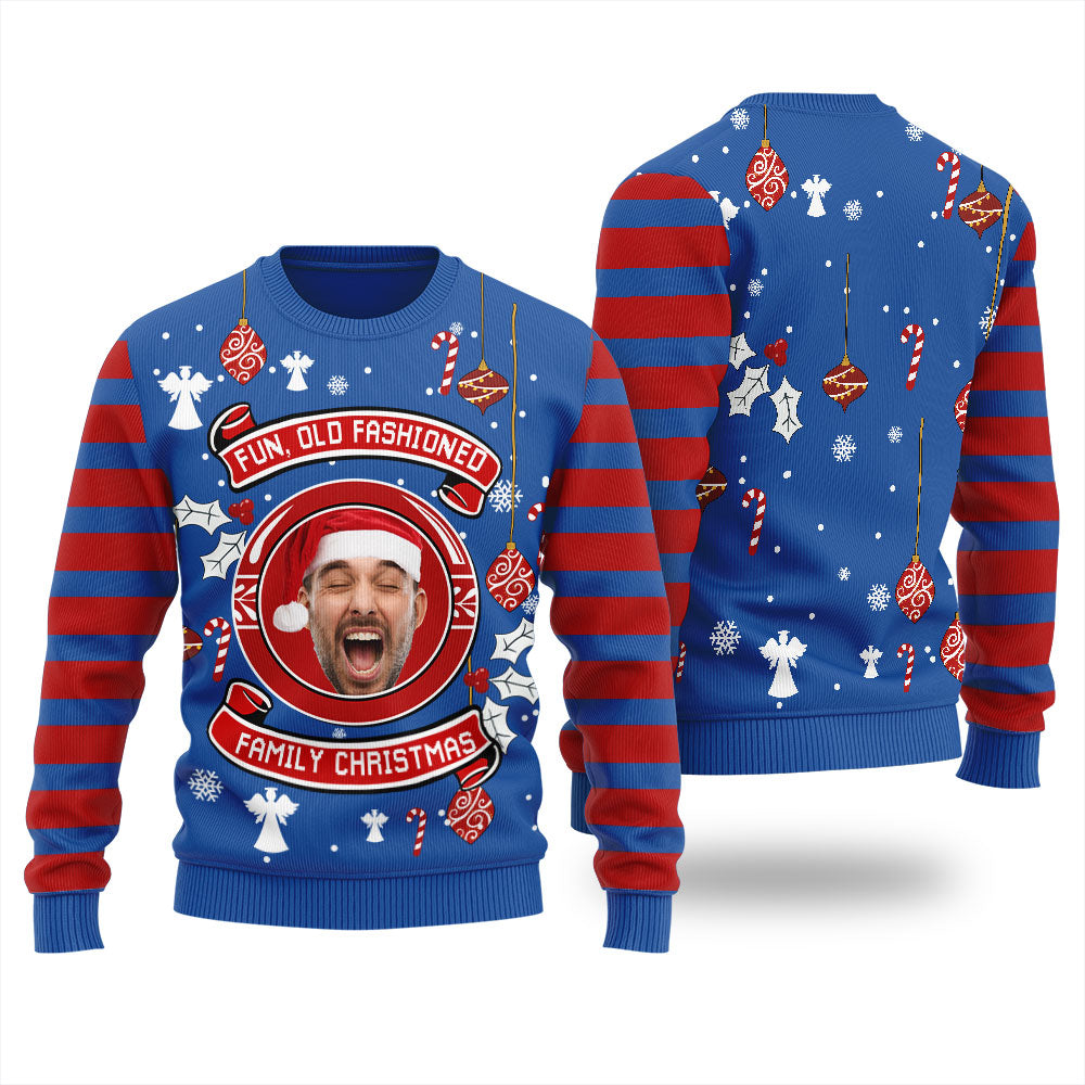 Fun Old Fashioned Family Christmas Custom Men's Ugly Sweater