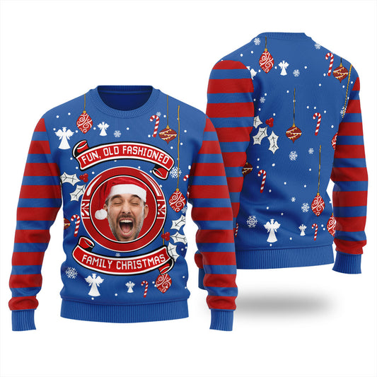 Fun Old Fashioned Family Christmas Custom Men's Ugly Sweater