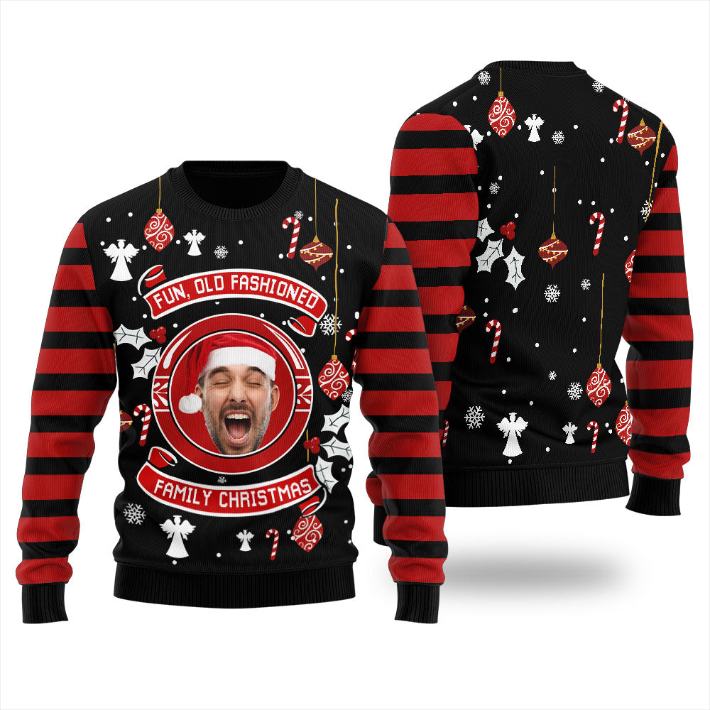 Fun Old Fashioned Family Christmas Custom Men's Ugly Sweater