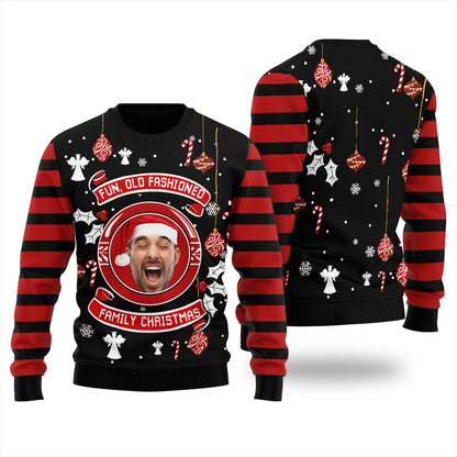 Fun Old Fashioned Family Christmas Custom Men's Ugly Sweater
