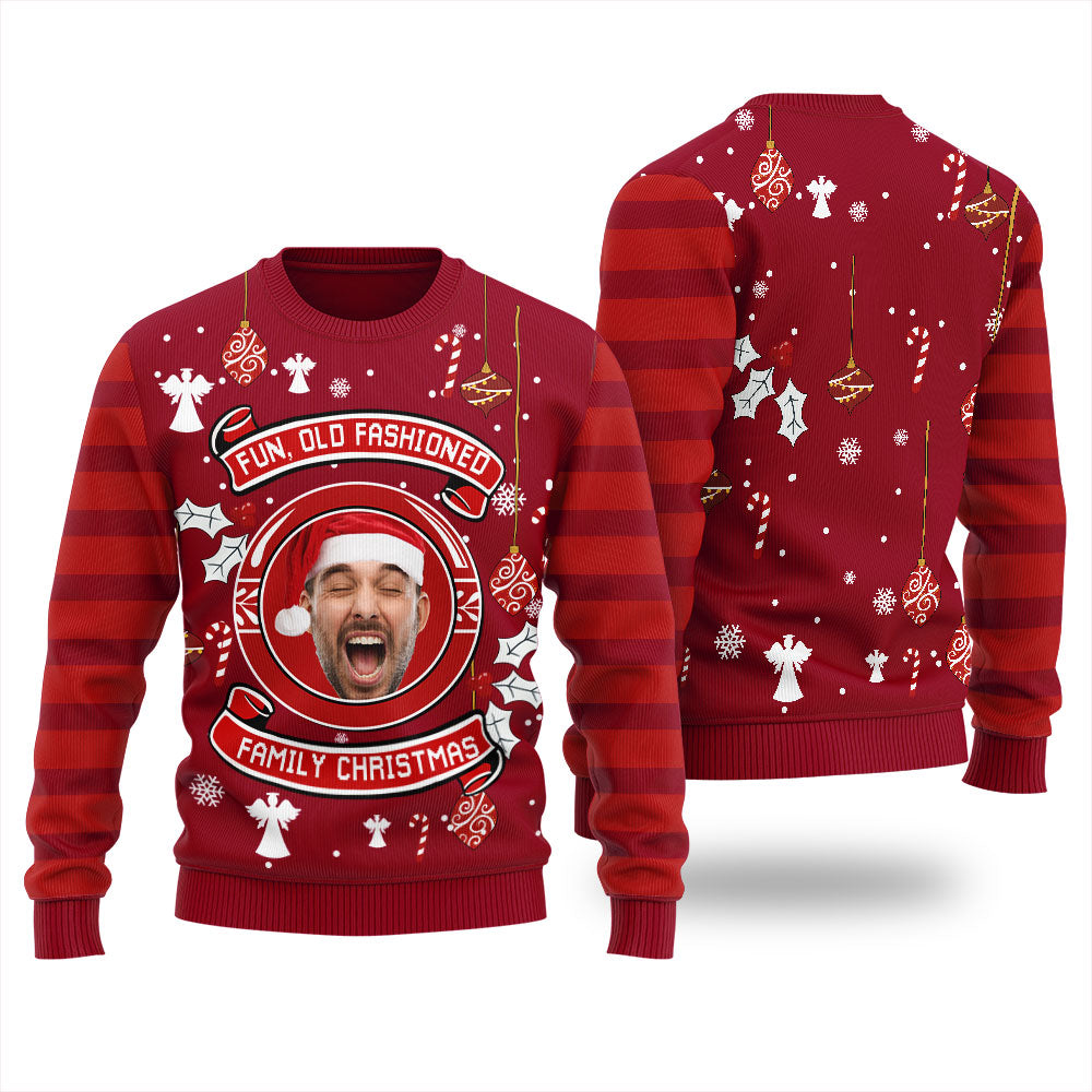 Fun Old Fashioned Family Christmas Custom Men's Ugly Sweater