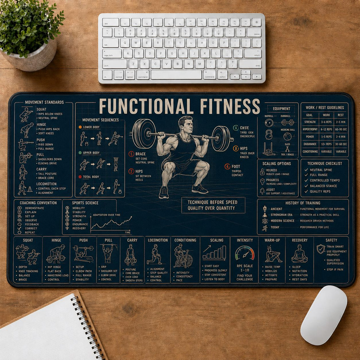 Functional Fitness Sports Visual Guide Desk Mat | 5To9Vibe