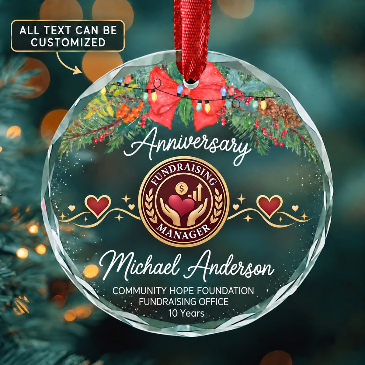 Fundraising Managers Personalized Glass Ornament | 5To9Vibe