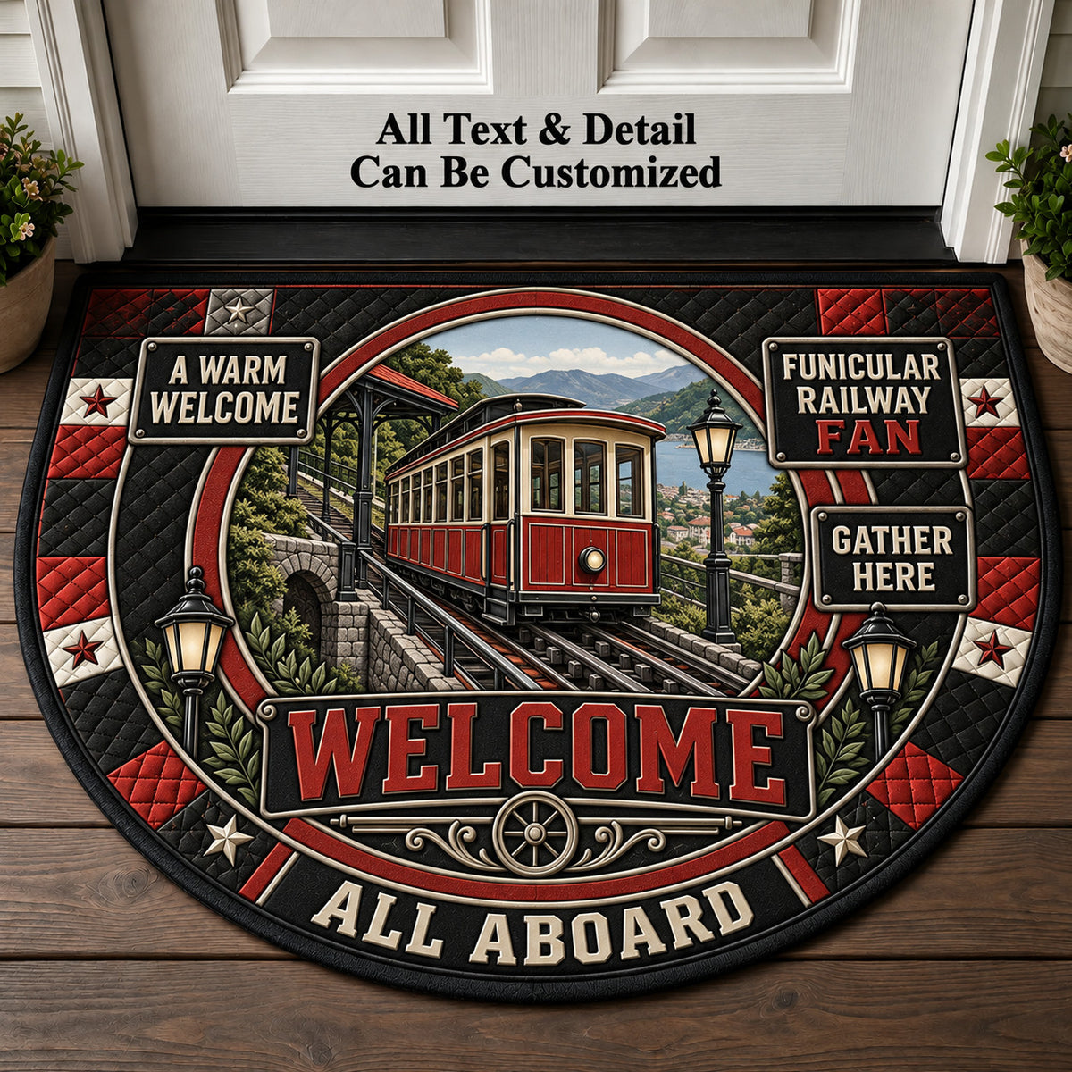 Funicular Railway Fan Personalized Half Round Mat | 5To9Vibe