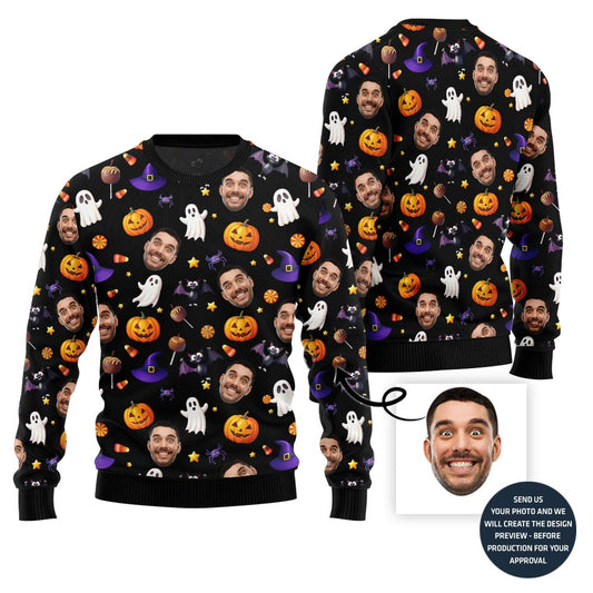 Funny All Over Print Custom Halloween Sweater For Men
