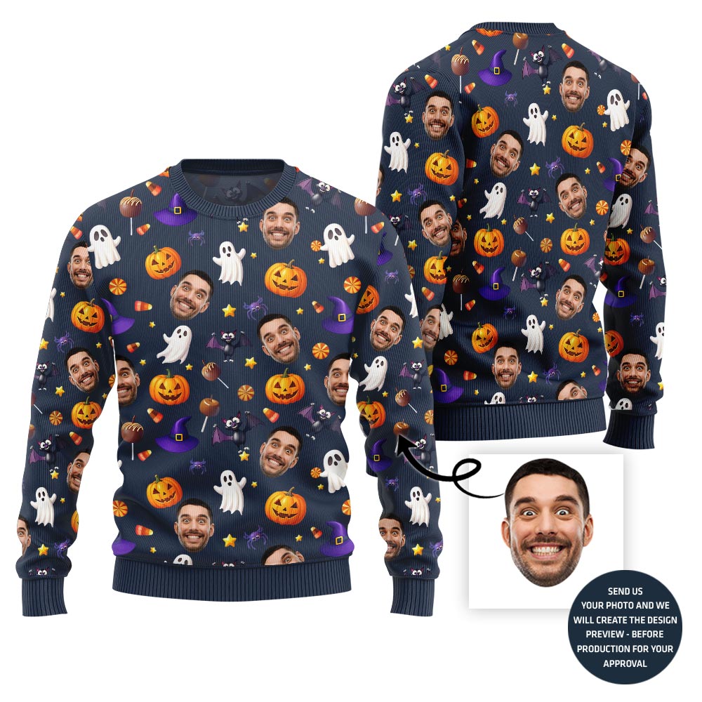 Funny All Over Print Custom Halloween Sweater For Men