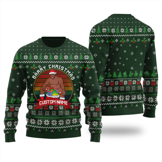 Funny Barry Wood Christmas Custom Name Ugly Sweater