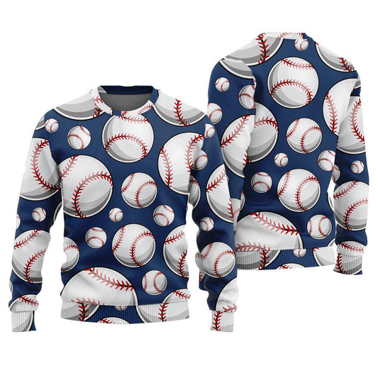 Funny Baseball Ugly Christmas Sweater Navy
