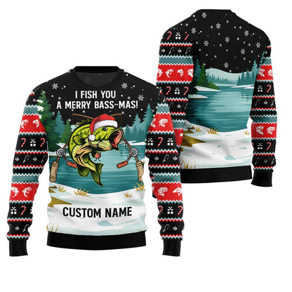 Funny Bassmas Custom Name Ugly Christmas Sweater For Men