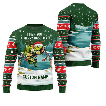 Funny Bassmas Custom Name Ugly Christmas Sweater For Men