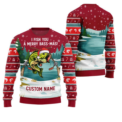 Funny Bassmas Custom Name Ugly Christmas Sweater For Men