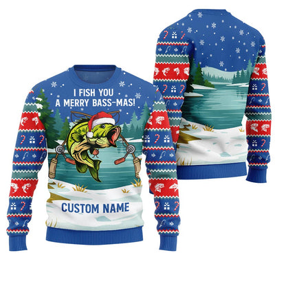 Funny Bassmas Custom Name Ugly Christmas Sweater For Men