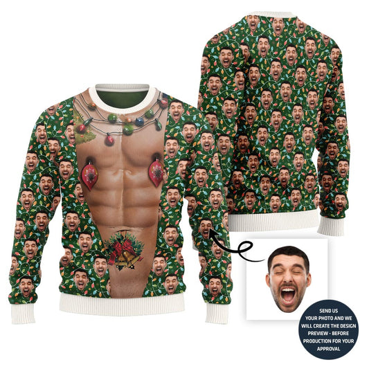 Funny Beast Mode Custom Face Gym Body Ugly Christmas Sweater