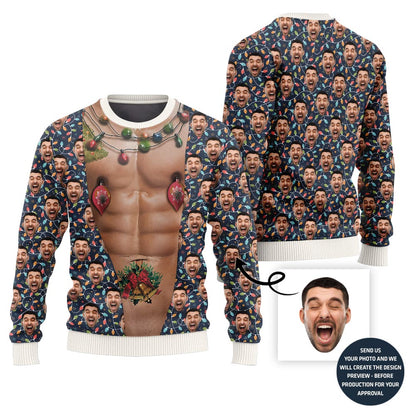 Funny Beast Mode Custom Face Gym Body Ugly Christmas Sweater