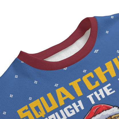 Funny Bigfoot Gingerbread Oversized Christmas Sweater Royal
