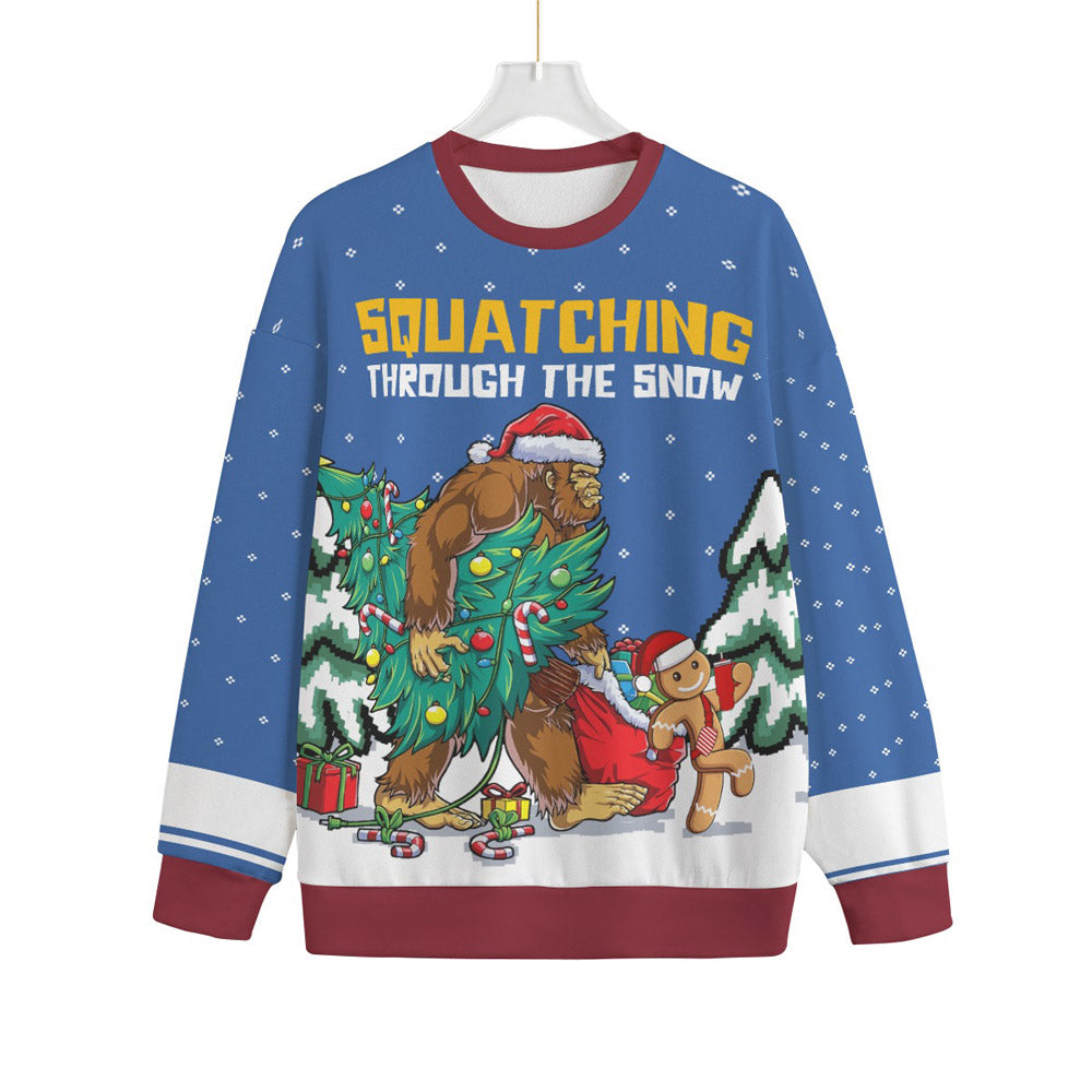 Funny Bigfoot Gingerbread Oversized Christmas Sweater Royal