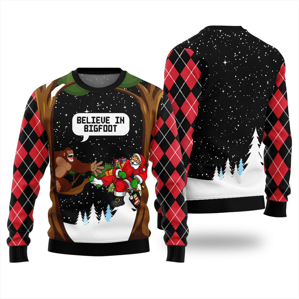 Funny Bigfoot Mens Christmas Sweater