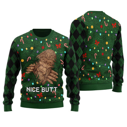 Funny Bigfoot Nice Butt Ugly Christmas Sweater