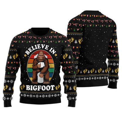 Funny Bigfoot Toilet Men's Ugly Christmas Sweater