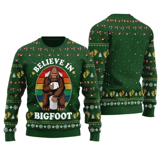 Funny Bigfoot Toilet Ugly Christmas Sweater