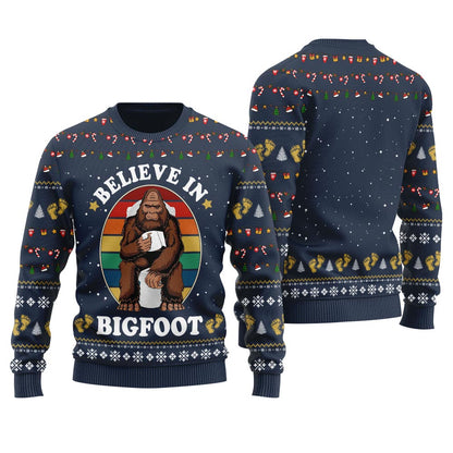 Funny Bigfoot Toilet Ugly Christmas Sweater