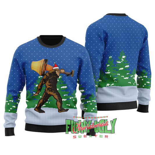 Funny Bigfoot With A Major Award Ugly Sweater Royal