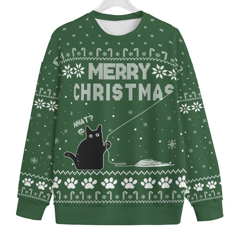 Funny Black Cat Womens Plus Ugly Christmas Sweater