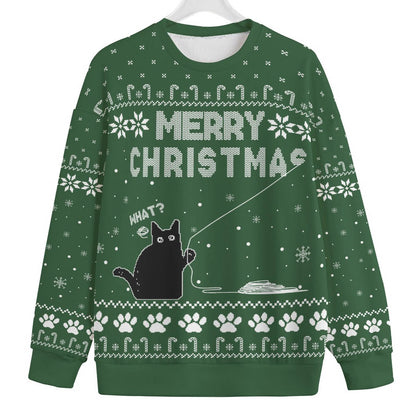 Funny Black Cat Womens Plus Ugly Christmas Sweater