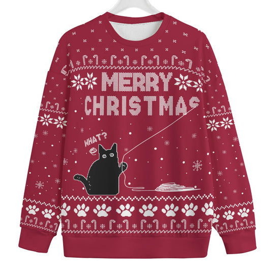 Funny Black Cat Womens Plus Ugly Christmas Sweater