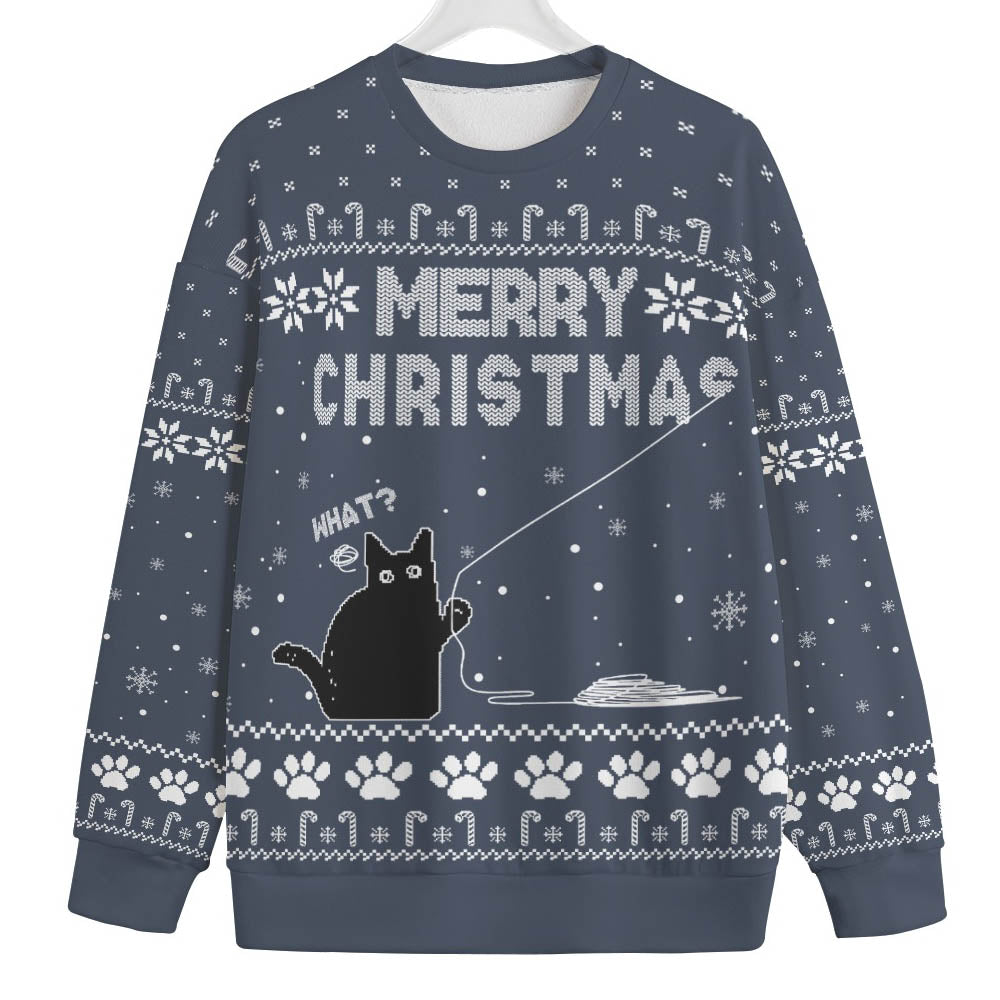 Funny Black Cat Womens Plus Ugly Christmas Sweater