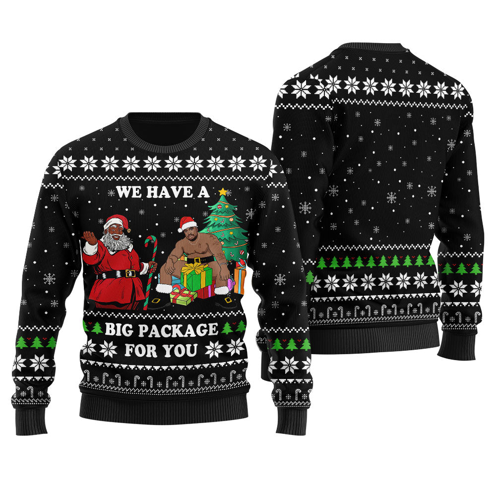 Funny Black Santa Barry Wood Christmas Sweater