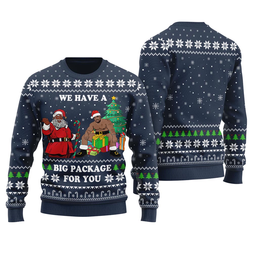 Funny Black Santa Barry Wood Christmas Sweater