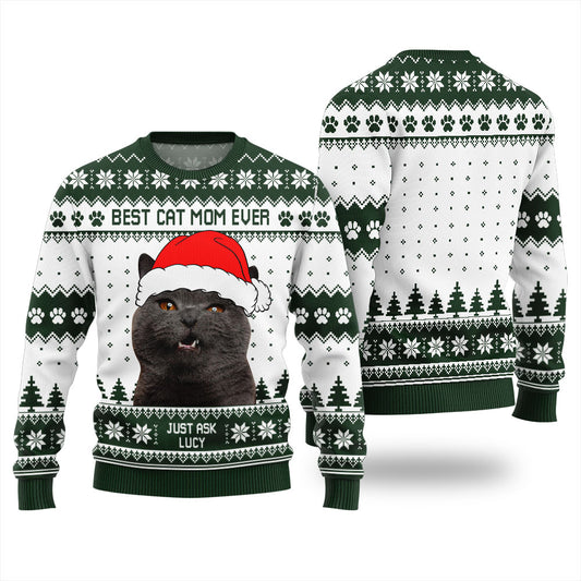 Funny Cat Mom Custom Pet Christmas Sweatshirt For Men