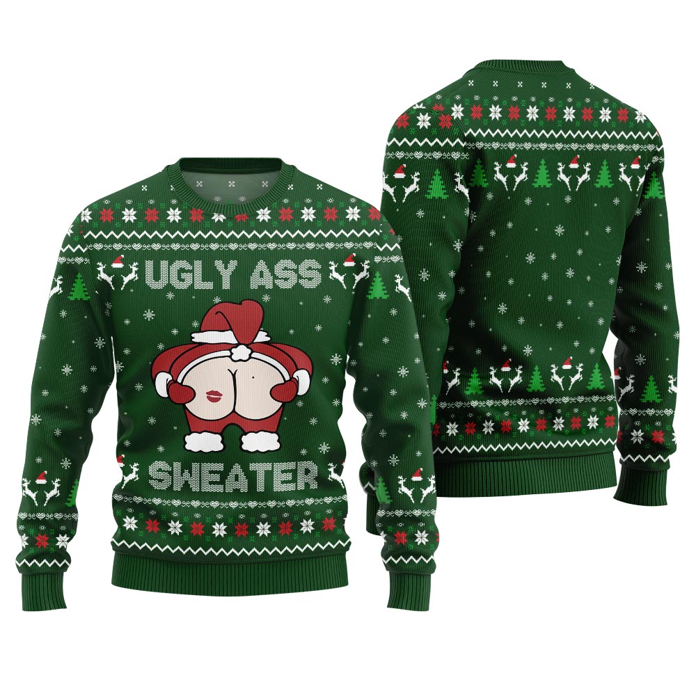 Funny Caught Kissing Santa Ugly Christmas Sweater