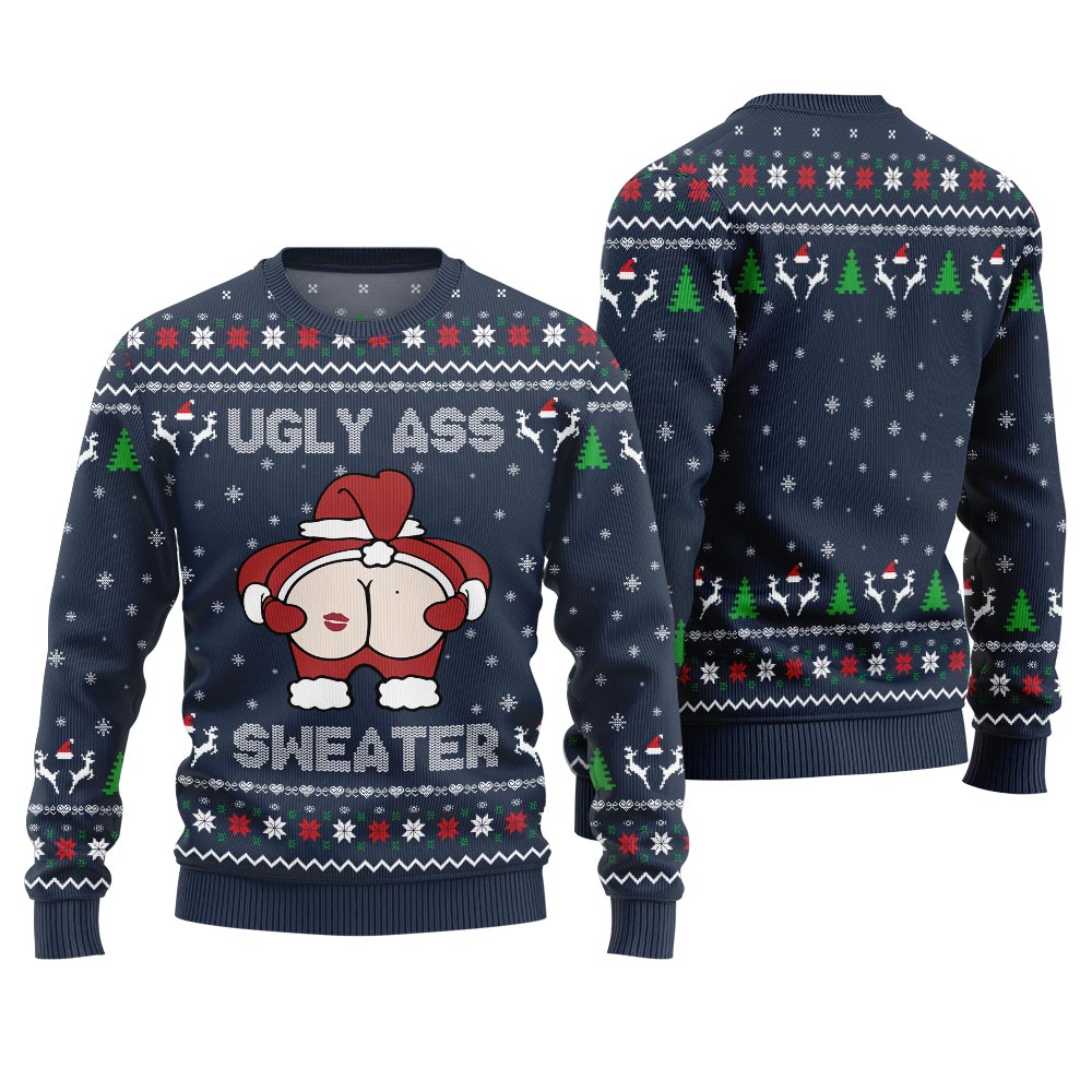 Funny Caught Kissing Santa Ugly Christmas Sweater