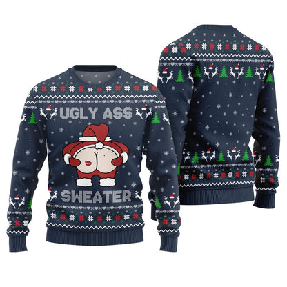 Funny Caught Kissing Santa Ugly Christmas Sweater