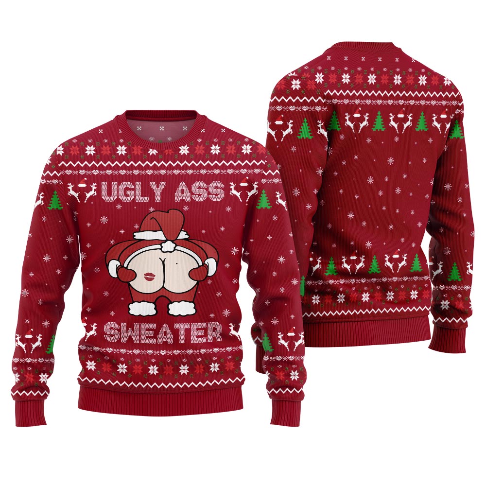 Funny Caught Kissing Santa Ugly Christmas Sweater