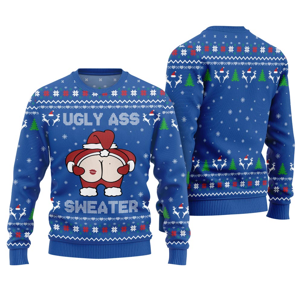 Funny Caught Kissing Santa Ugly Christmas Sweater
