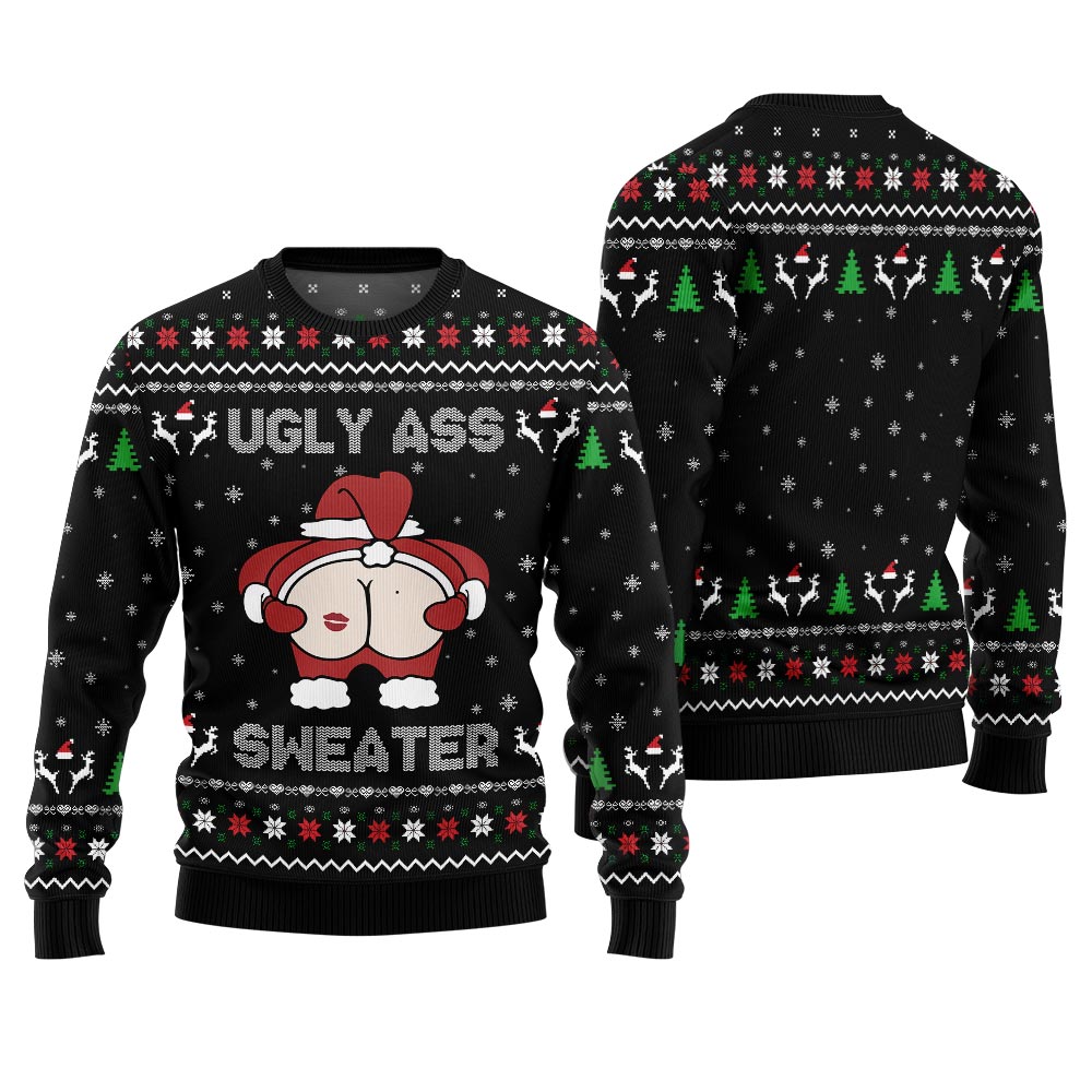 Funny Caught Kissing Santa Ugly Christmas Sweater
