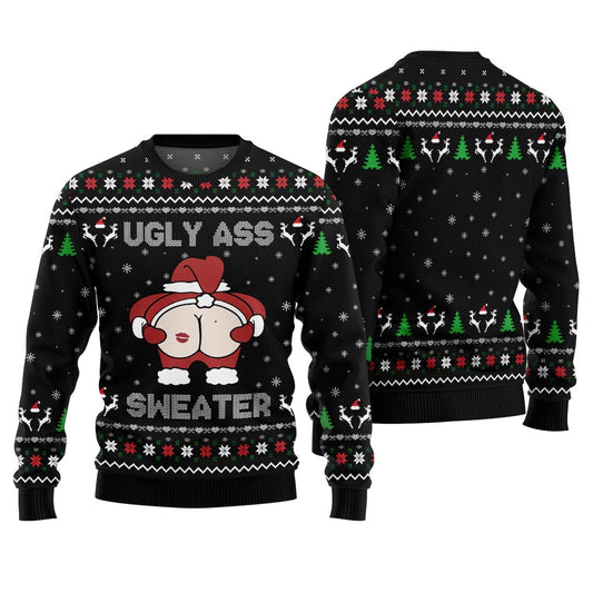Funny Caught Kissing Santa Ugly Christmas Sweater