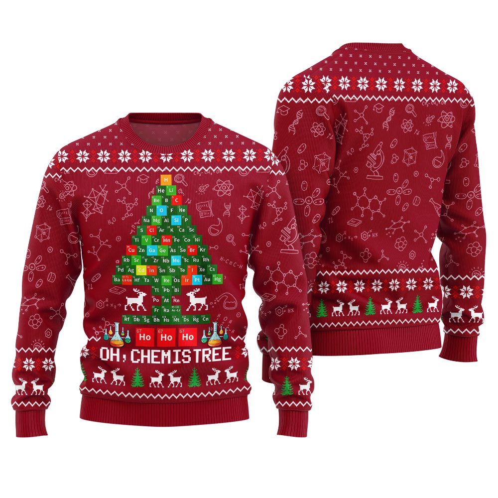 Funny Chemistree Ugly Chemistry Sweater Red
