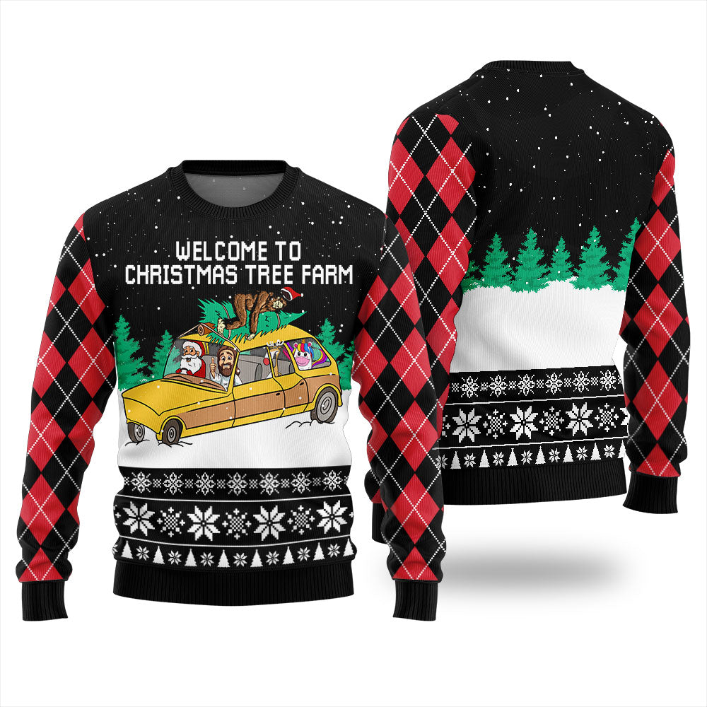 Funny Christmas Tree Farm Ugly Christmas Sweater For Men