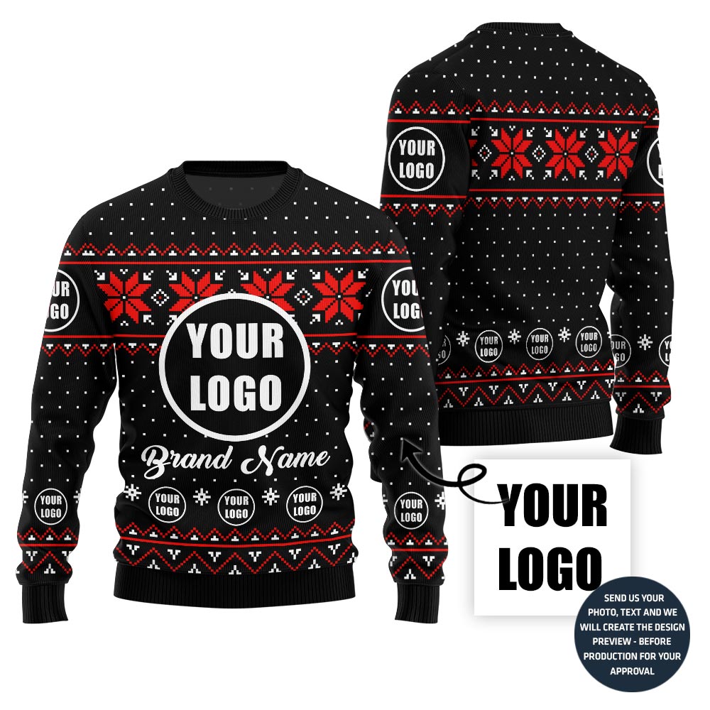 Funny Company Logo Custom Ugly Christmas Sweater