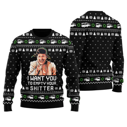 Funny Cousin Eddie Empty Your Shitter Christmas Sweater