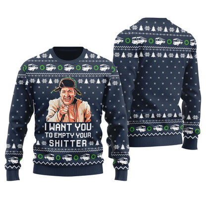 Empty Your Shitter Christmas Vacation Ugly Sweater Women's