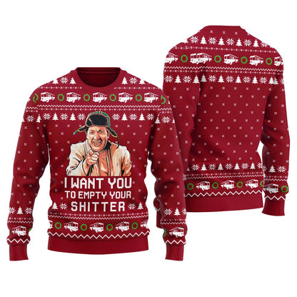 Empty Your Shitter Christmas Vacation Ugly Sweater Women's