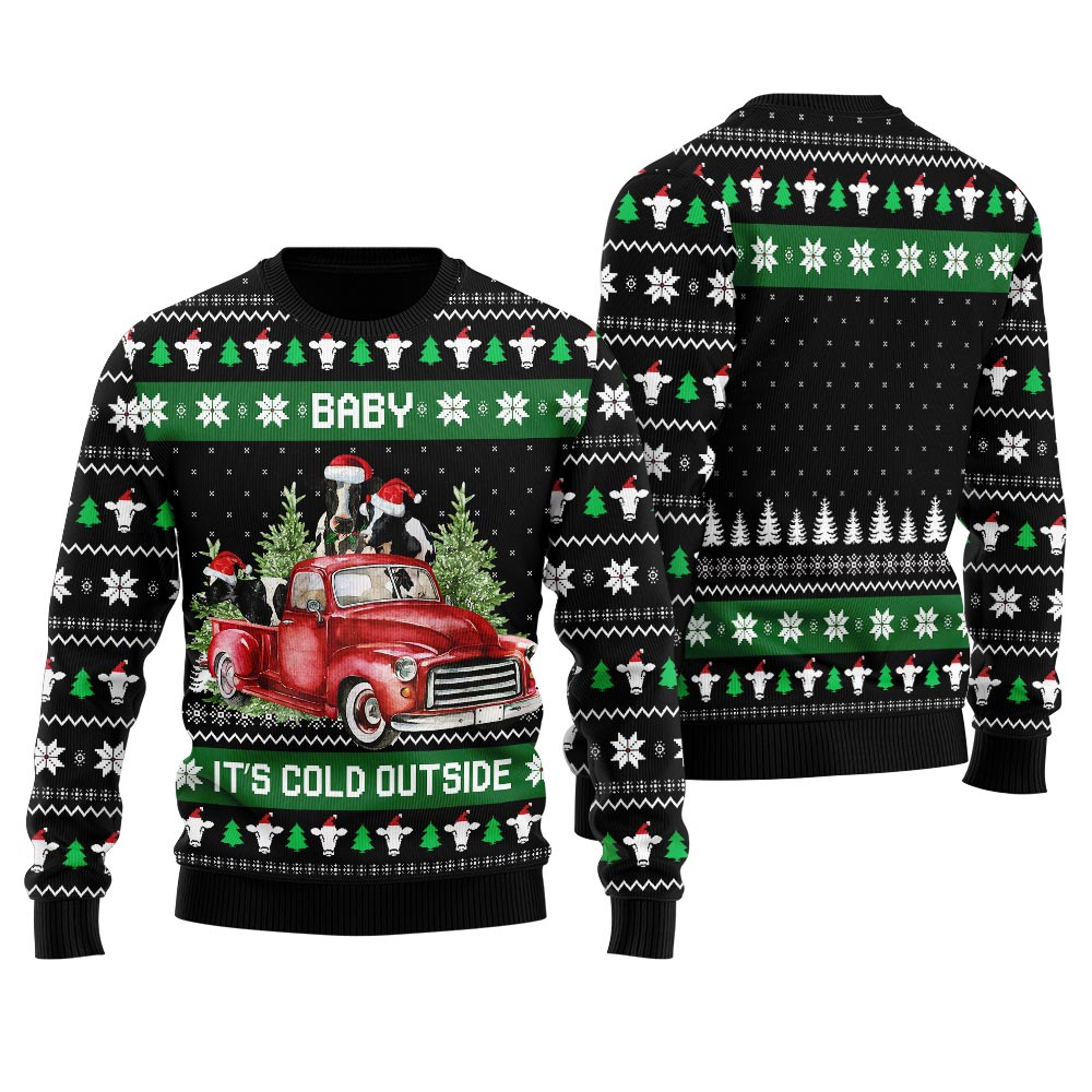 Funny Cow On A Car Men's Christmas Sweater