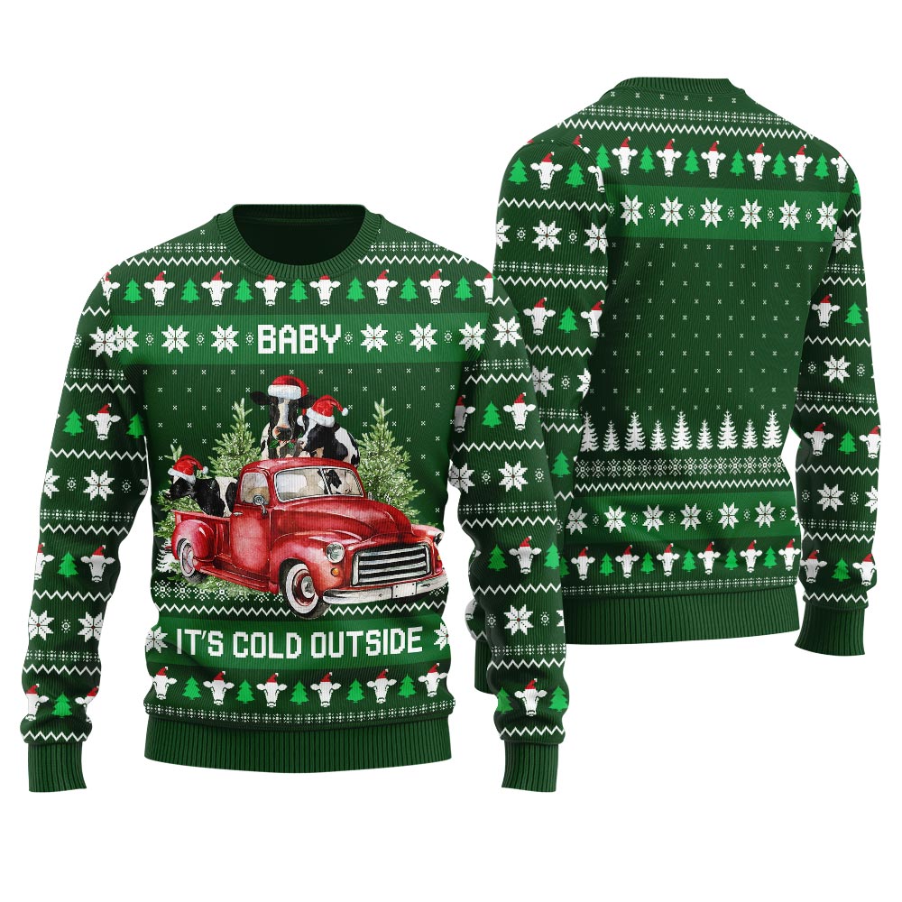 Funny Cow On A Car Men's Christmas Sweater